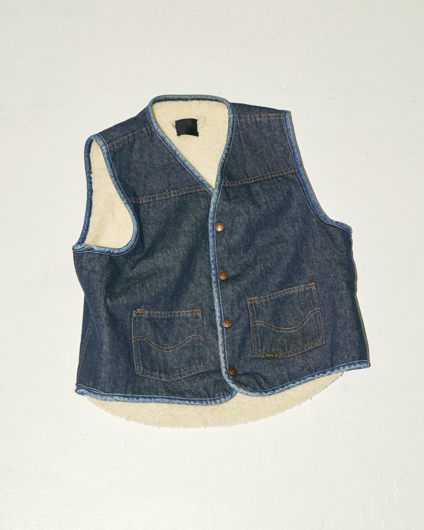 古着 70's vintage “Sears ” denim boa vest - トップス