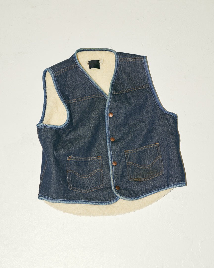 70's sears denim boa vest - HEO tokyo vintage