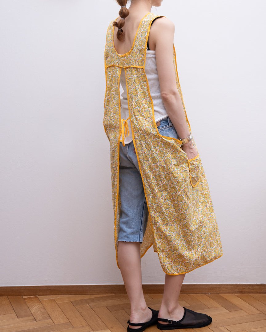 70's vintage yellow floral apron – HEO tokyo vintage