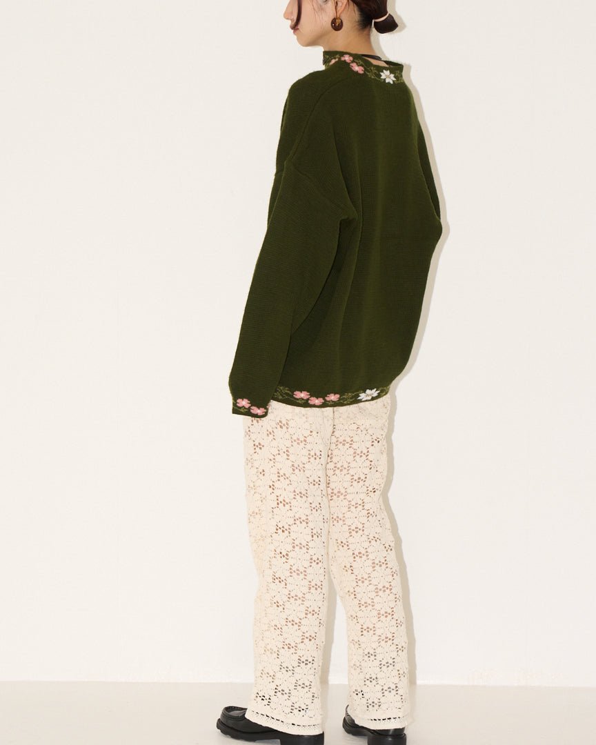 flower point knit cardigan - HEO tokyo vintage