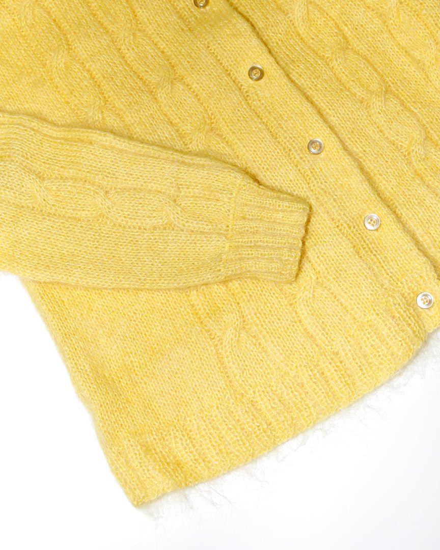 lemon yellow mahair cardigan - HEO tokyo vintage