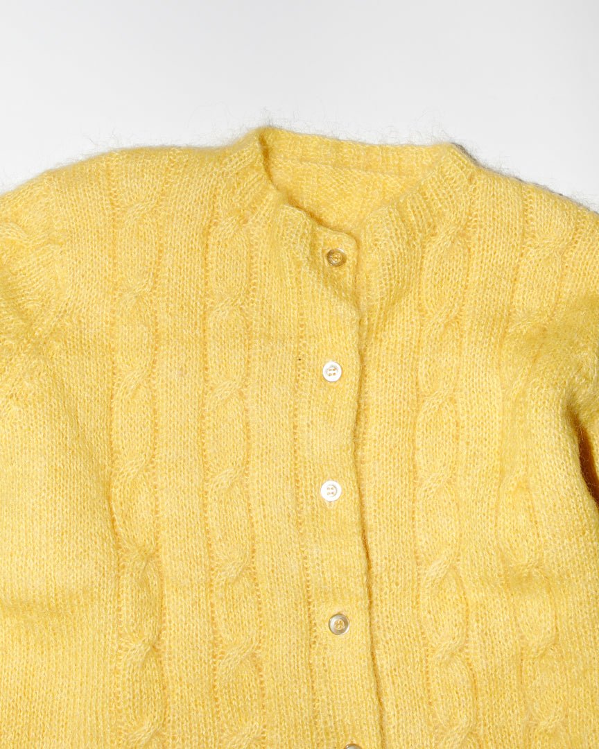 lemon yellow mahair cardigan - HEO tokyo vintage
