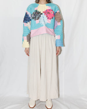 poly log cabin cropped sweatshirt - HEO